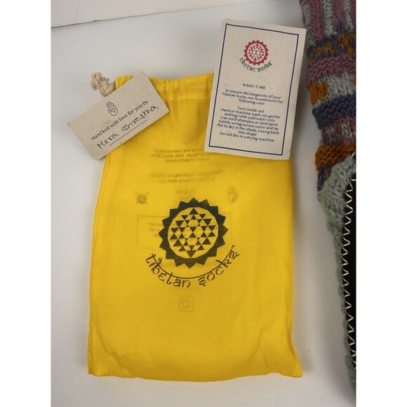 Tibetan Socks Hand Knit Wool Fleece Lined Slipper Non Slip Soles W XS 5-6.5 - Picture 5 of 7